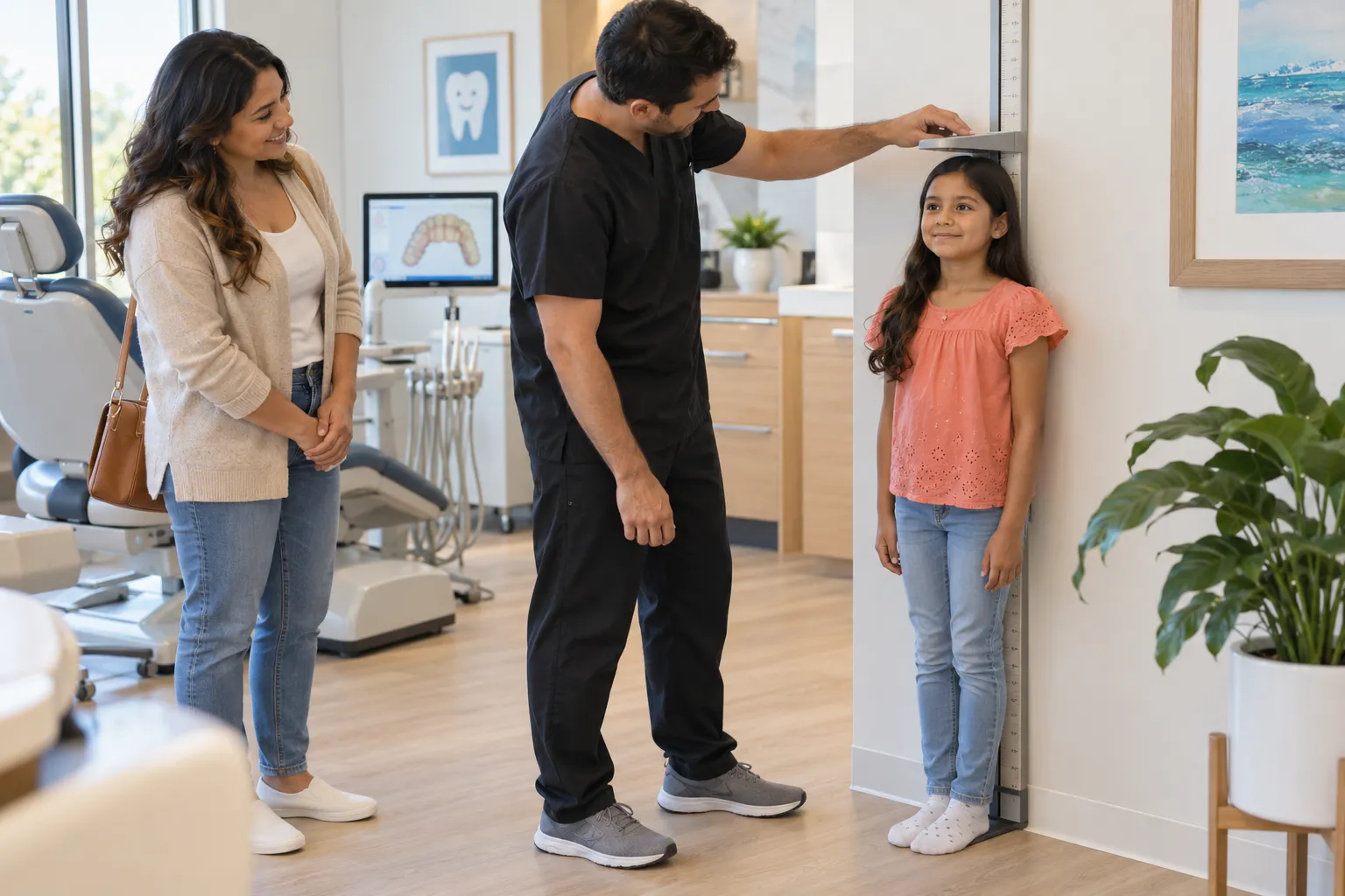 Measuring child growth for orthodontic development evaluation